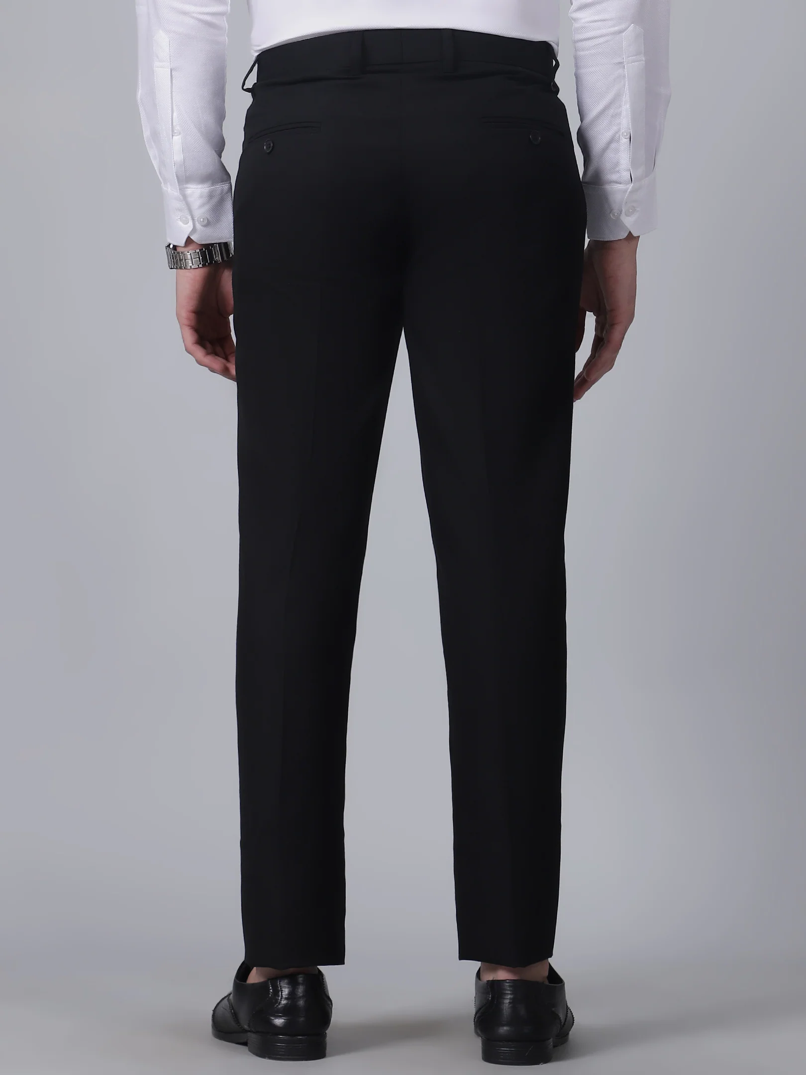 Formal Trouser for Men | Breathable & Soft with Color Fastness Regular Fit Poly Viscose Fabric Self Design Pattern Hook & Eye Closure - Image 5