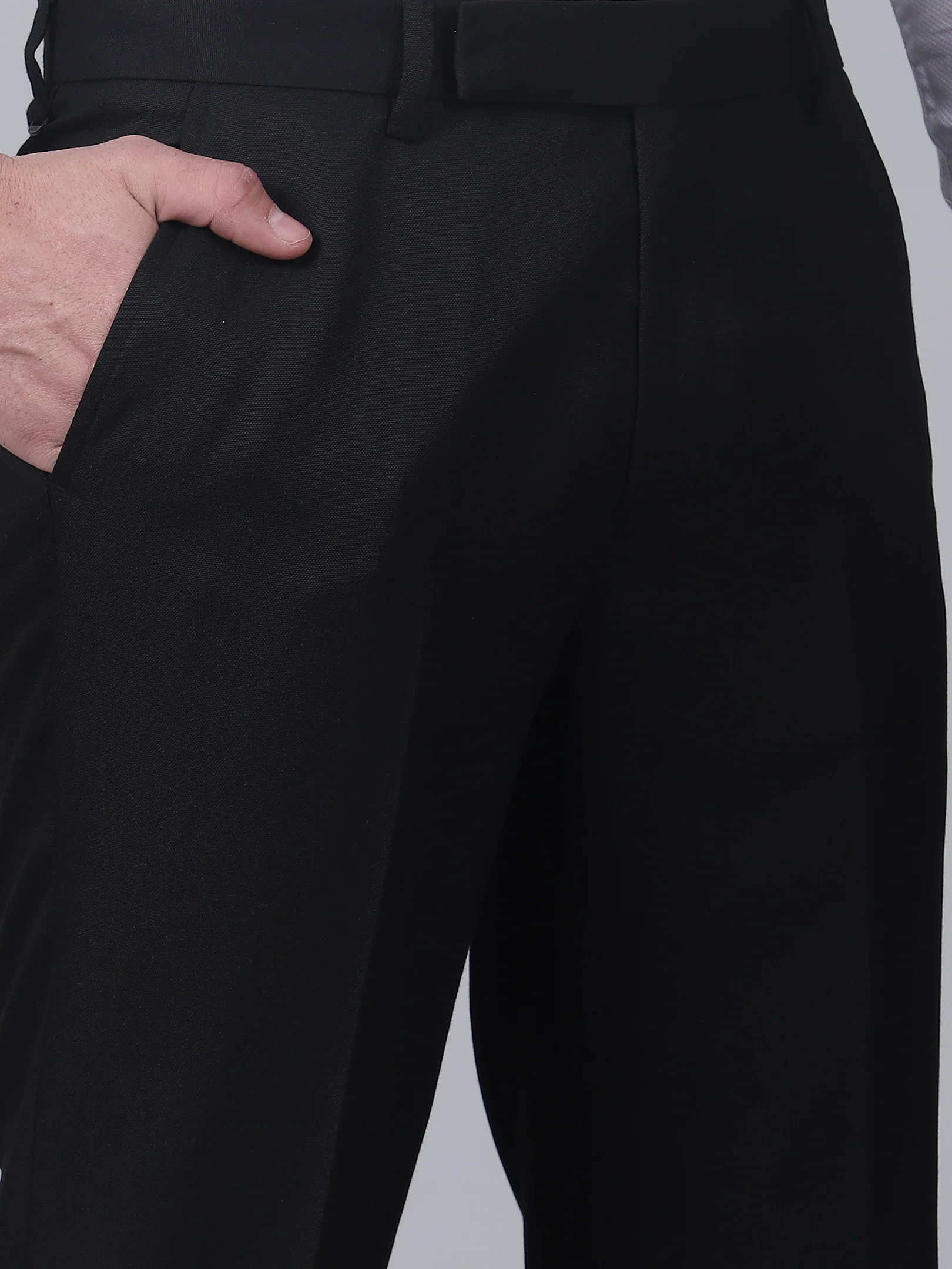 Formal Trouser for Men | Breathable & Soft with Color Fastness Regular Fit Poly Viscose Fabric Self Design Pattern Hook & Eye Closure - Image 6
