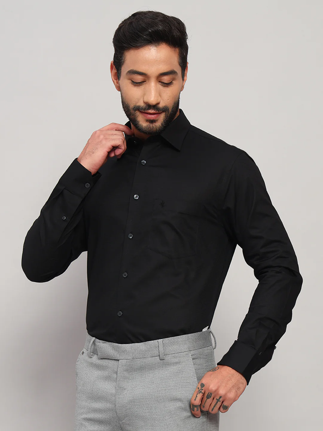 Formal Shirt for Men l Breathable & Soft with Color Fastness Regular Fit Spread Collar Neck Cotton Fabric Self Design Pattern - Image 4