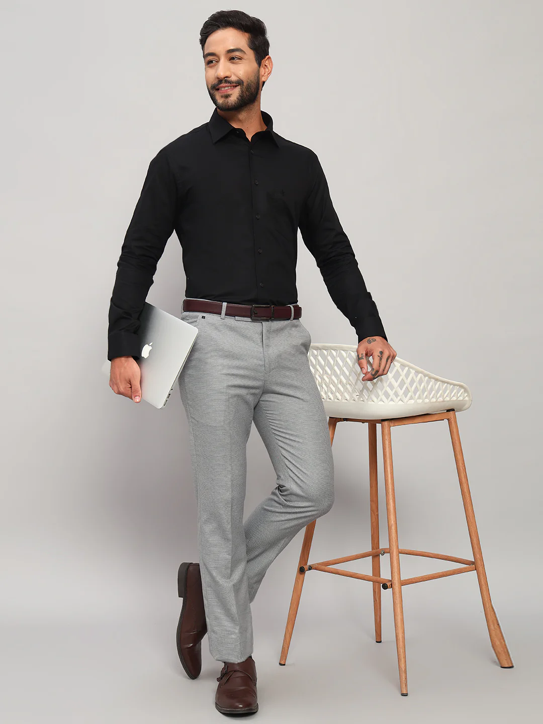 Formal Shirt for Men l Breathable & Soft with Color Fastness Regular Fit Spread Collar Neck Cotton Fabric Self Design Pattern - Image 7