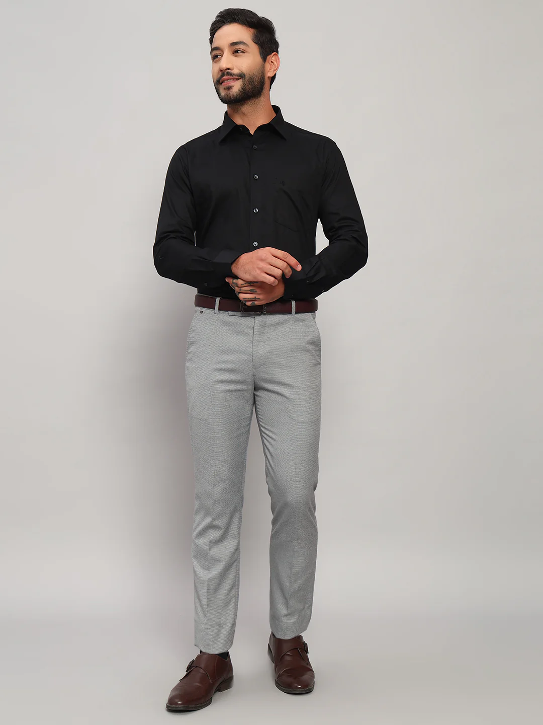Formal Shirt for Men l Breathable & Soft with Color Fastness Regular Fit Spread Collar Neck Cotton Fabric Self Design Pattern - Image 8
