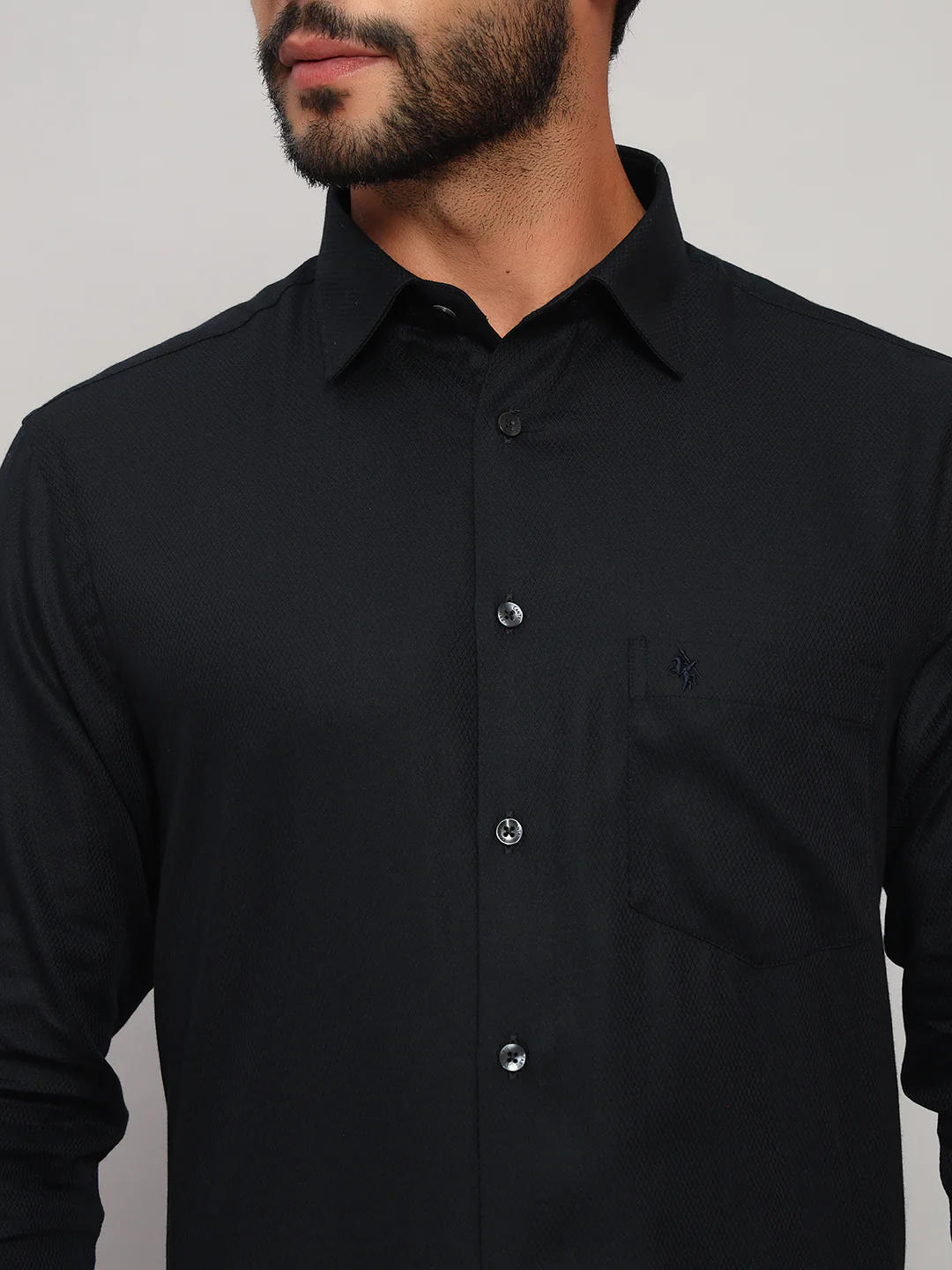 Formal Shirt for Men l Breathable & Soft with Color Fastness Regular Fit Spread Collar Neck Cotton Fabric Self Design Pattern - Image 6