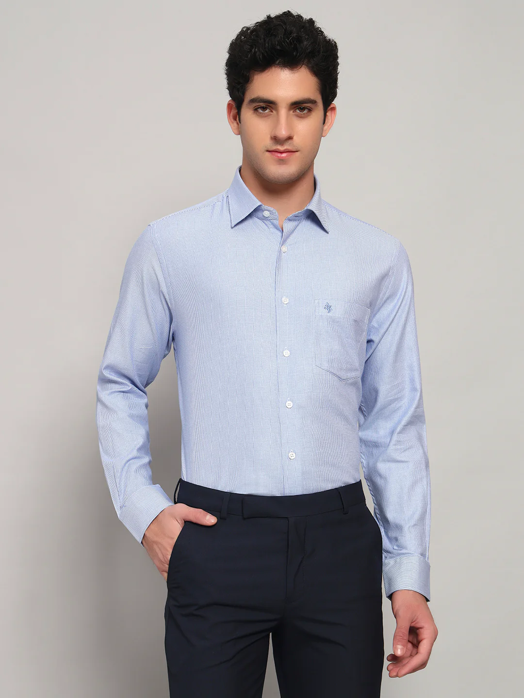 Formal Shirt for Men l Breathable & Soft with Color Fastness Regular Fit Spread Collar Neck Cotton Fabric Self Design Pattern - Image 3