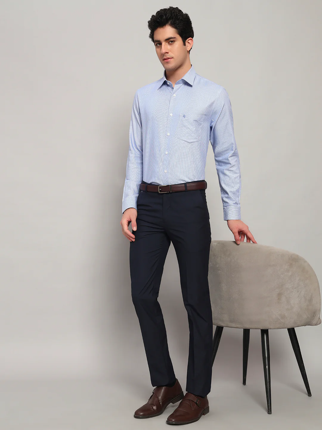 Formal Shirt for Men l Breathable & Soft with Color Fastness Regular Fit Spread Collar Neck Cotton Fabric Self Design Pattern - Image 7
