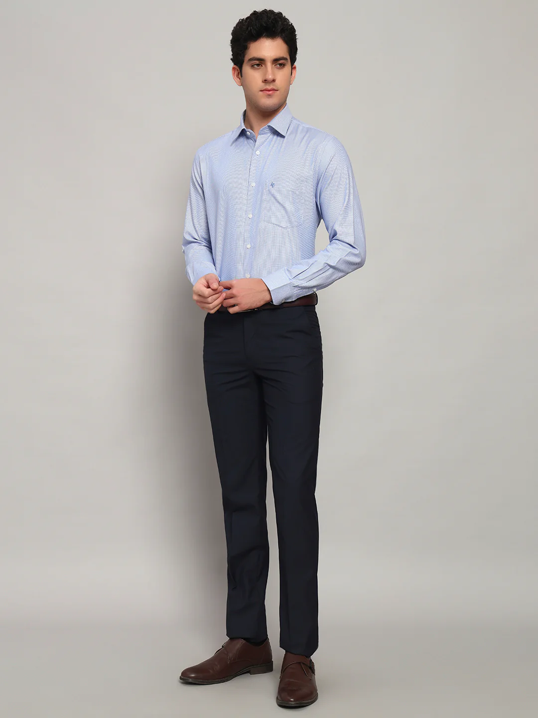 Formal Shirt for Men l Breathable & Soft with Color Fastness Regular Fit Spread Collar Neck Cotton Fabric Self Design Pattern - Image 8