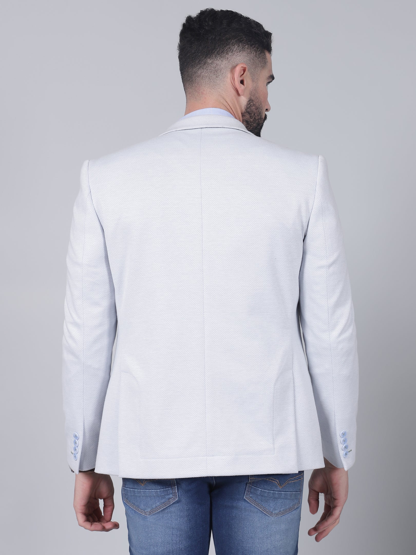 Men’s Blue Self-Design Casual Blazer | Cantabil - Image 5