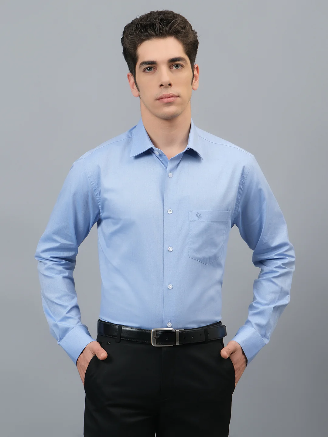 Formal Shirt for Men l Breathable & Soft with Color Fastness Regular Fit Spread Collar Neck Cotton Fabric Self Design Pattern - Image 2