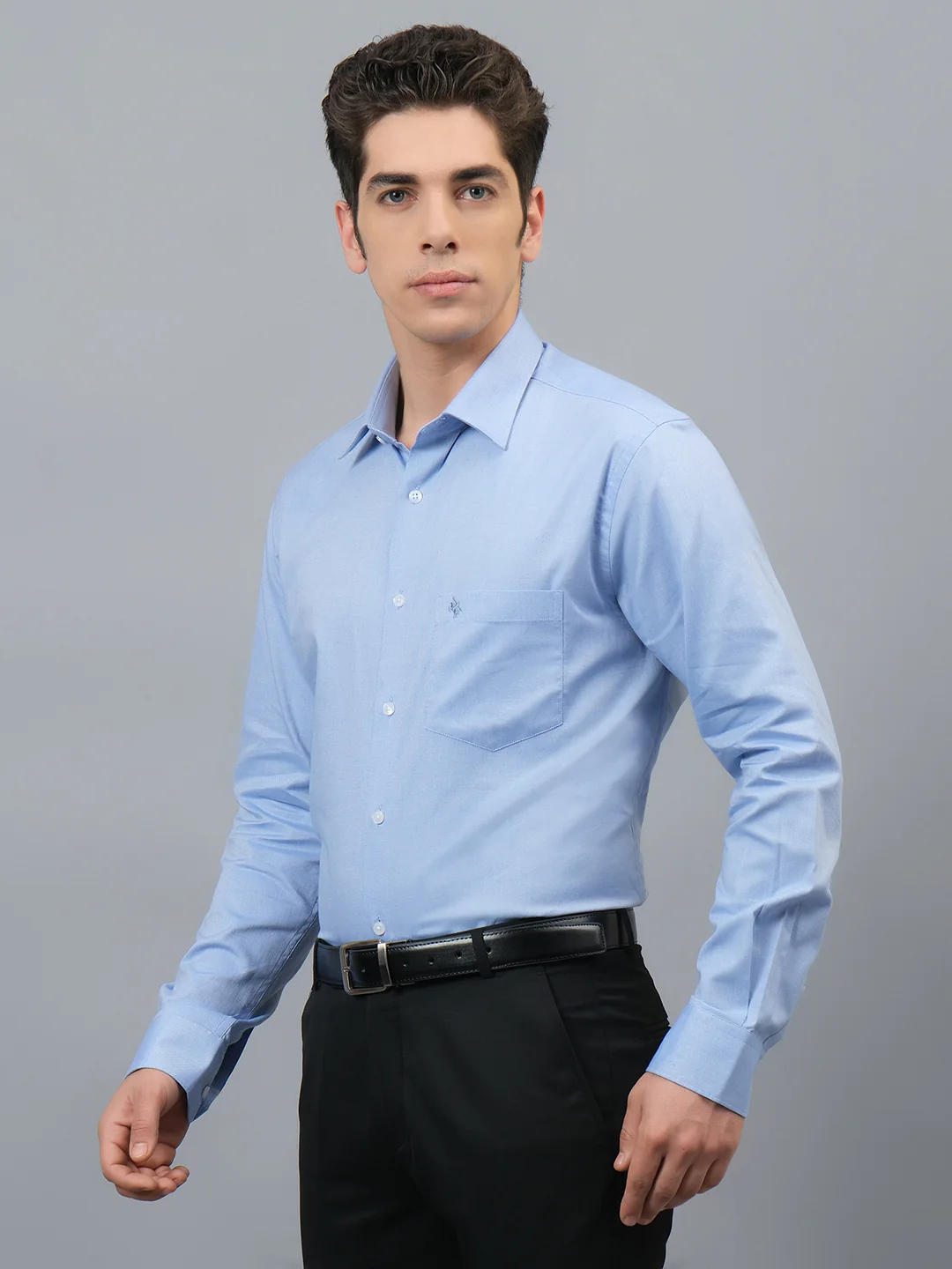 Formal Shirt for Men l Breathable & Soft with Color Fastness Regular Fit Spread Collar Neck Cotton Fabric Self Design Pattern - Image 3
