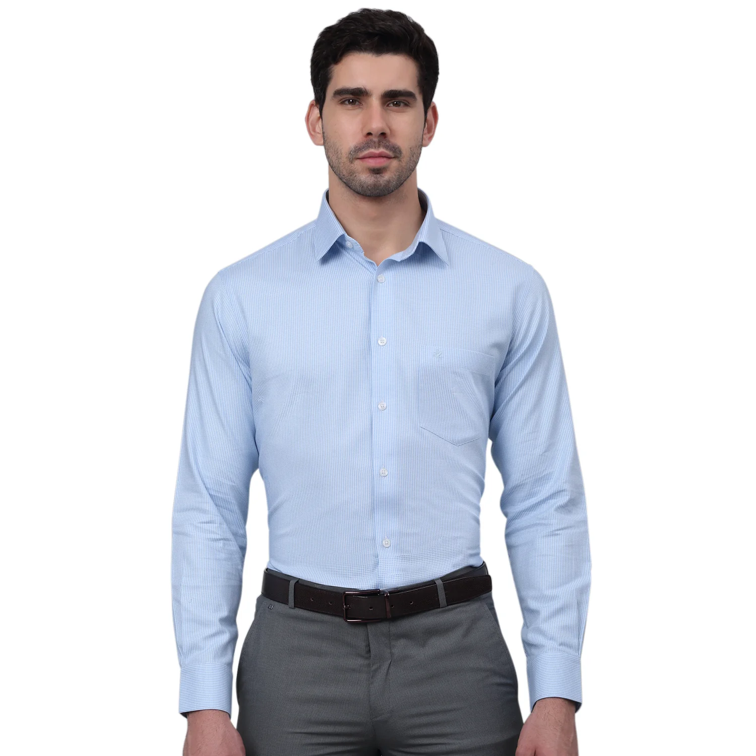 Formal Shirt for Men l Breathable & Soft with Color Fastness Regular Fit Spread Collar Neck Cotton Fabric Self Design Pattern - Image 2