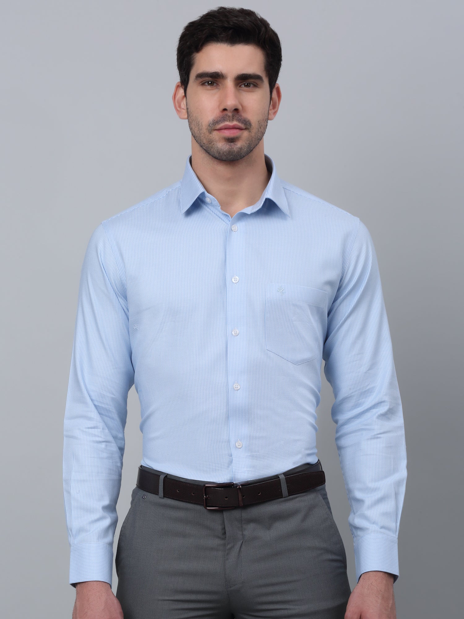Formal Shirt for Men l Breathable & Soft with Color Fastness Regular Fit Spread Collar Neck Cotton Fabric Self Design Pattern - Image 3