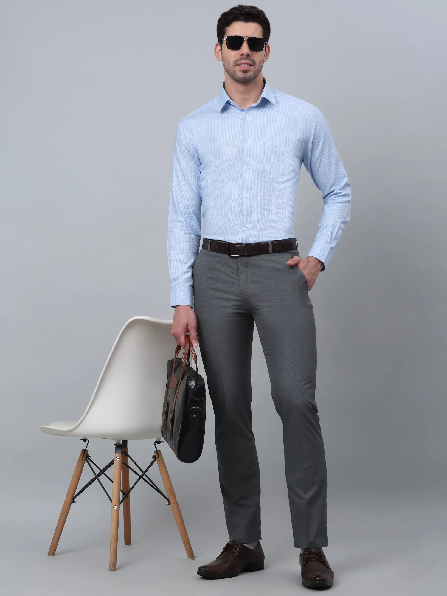 Formal Shirt for Men l Breathable & Soft with Color Fastness Regular Fit Spread Collar Neck Cotton Fabric Self Design Pattern - Image 5