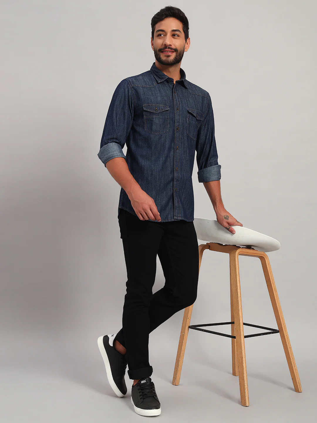 Casual Shirt for Men | Breathable & Soft with Color Fastness Regular Fit Spread Collar Neck Cotton Fabric Self Design Pattern - Image 8