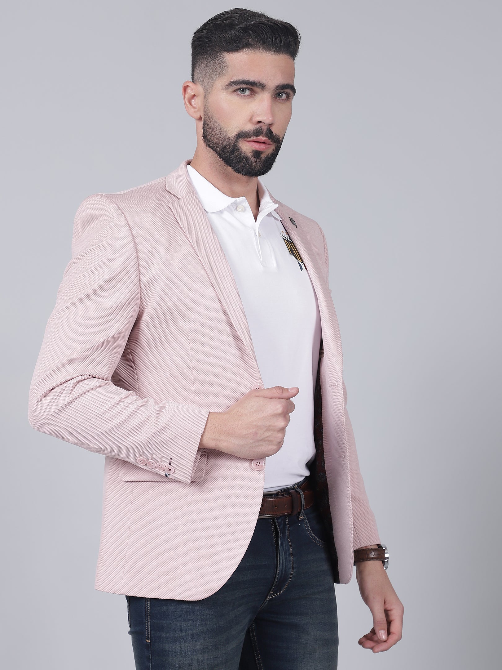 Coral Self-Design Casual Blazer for Men | Cantabil - Image 4