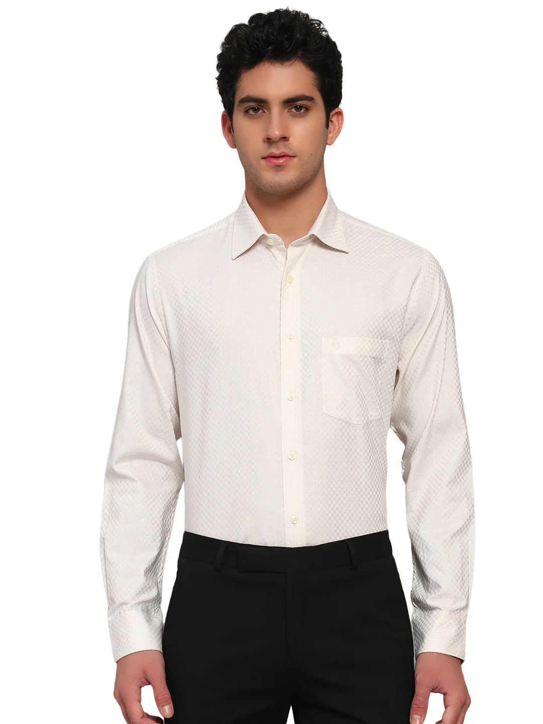 Formal Shirt for Men l Breathable & Soft with Color Fastness Regular Fit Spread Collar Neck Cotton Fabric Self Design Pattern - Image 3