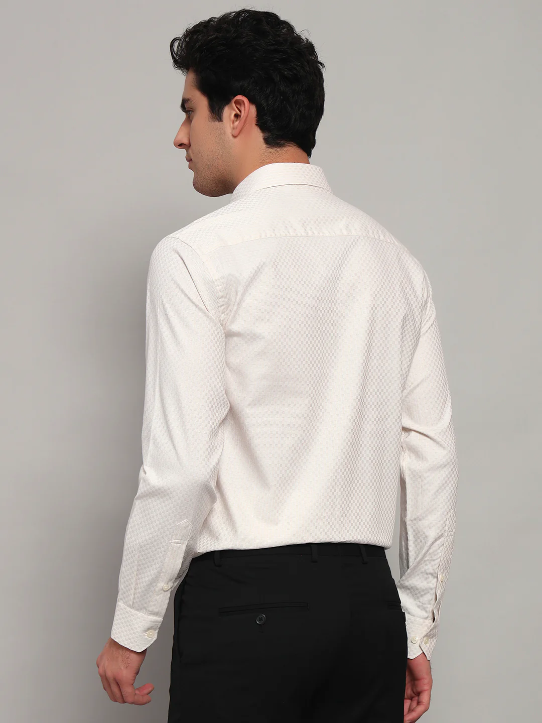 Formal Shirt for Men l Breathable & Soft with Color Fastness Regular Fit Spread Collar Neck Cotton Fabric Self Design Pattern - Image 5