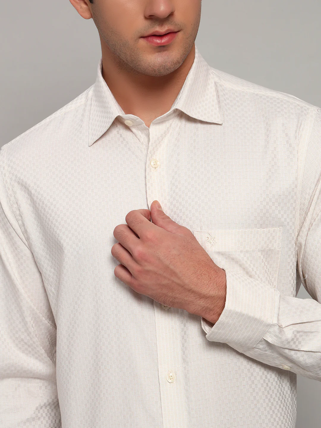 Formal Shirt for Men l Breathable & Soft with Color Fastness Regular Fit Spread Collar Neck Cotton Fabric Self Design Pattern - Image 6