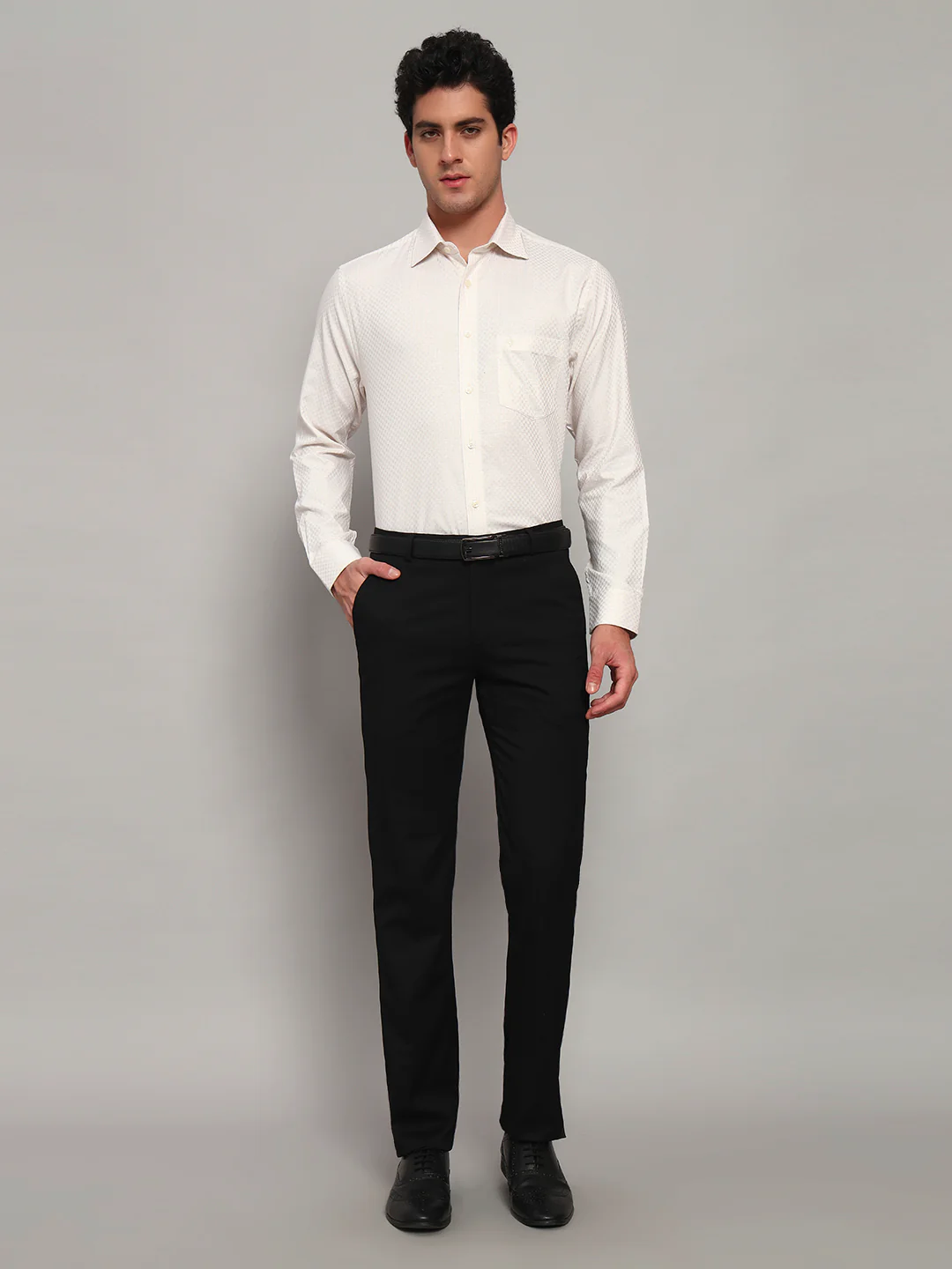 Formal Shirt for Men l Breathable & Soft with Color Fastness Regular Fit Spread Collar Neck Cotton Fabric Self Design Pattern - Image 7