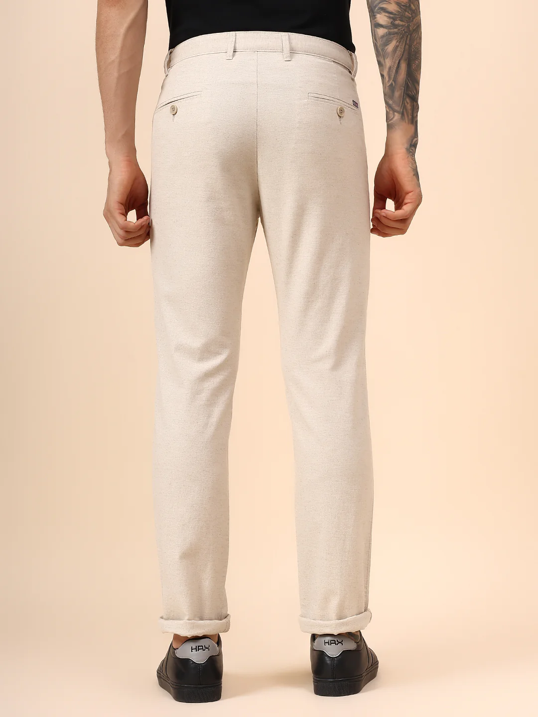 Casual Trouser for Men | Breathable & Soft with Color Fastness Regular Fit Cotton Fabric Solid Pattern Button Closure - Image 5
