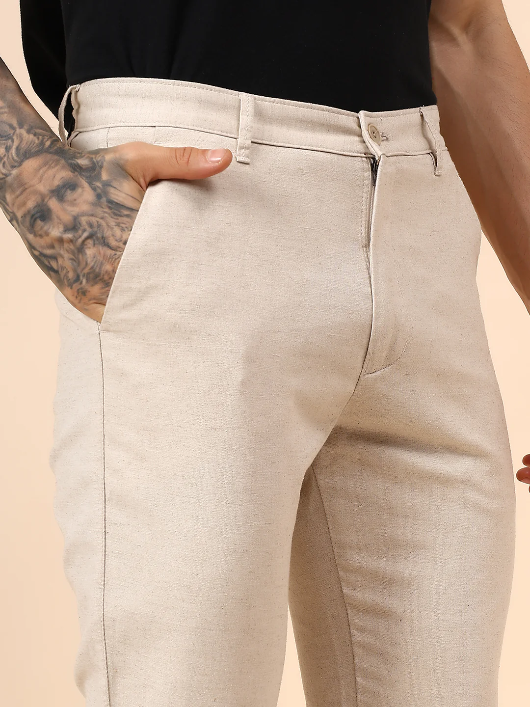 Casual Trouser for Men | Breathable & Soft with Color Fastness Regular Fit Cotton Fabric Solid Pattern Button Closure - Image 6