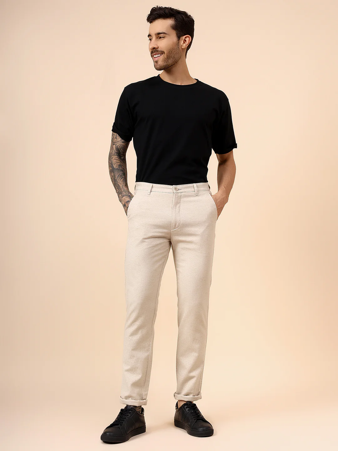 Casual Trouser for Men | Breathable & Soft with Color Fastness Regular Fit Cotton Fabric Solid Pattern Button Closure - Image 7