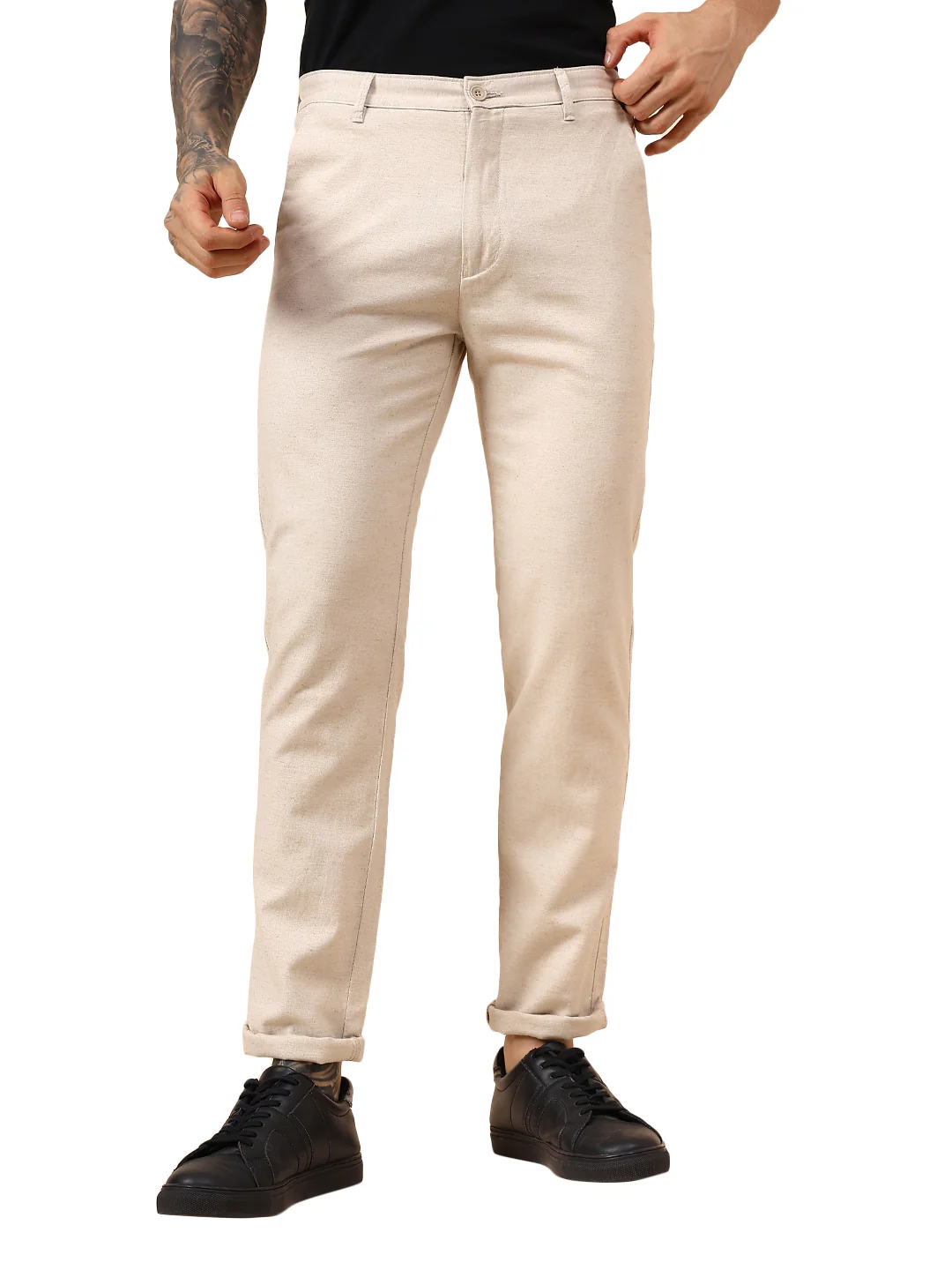 Casual Trouser for Men | Breathable & Soft with Color Fastness Regular Fit Cotton Fabric Solid Pattern Button Closure - Image 9