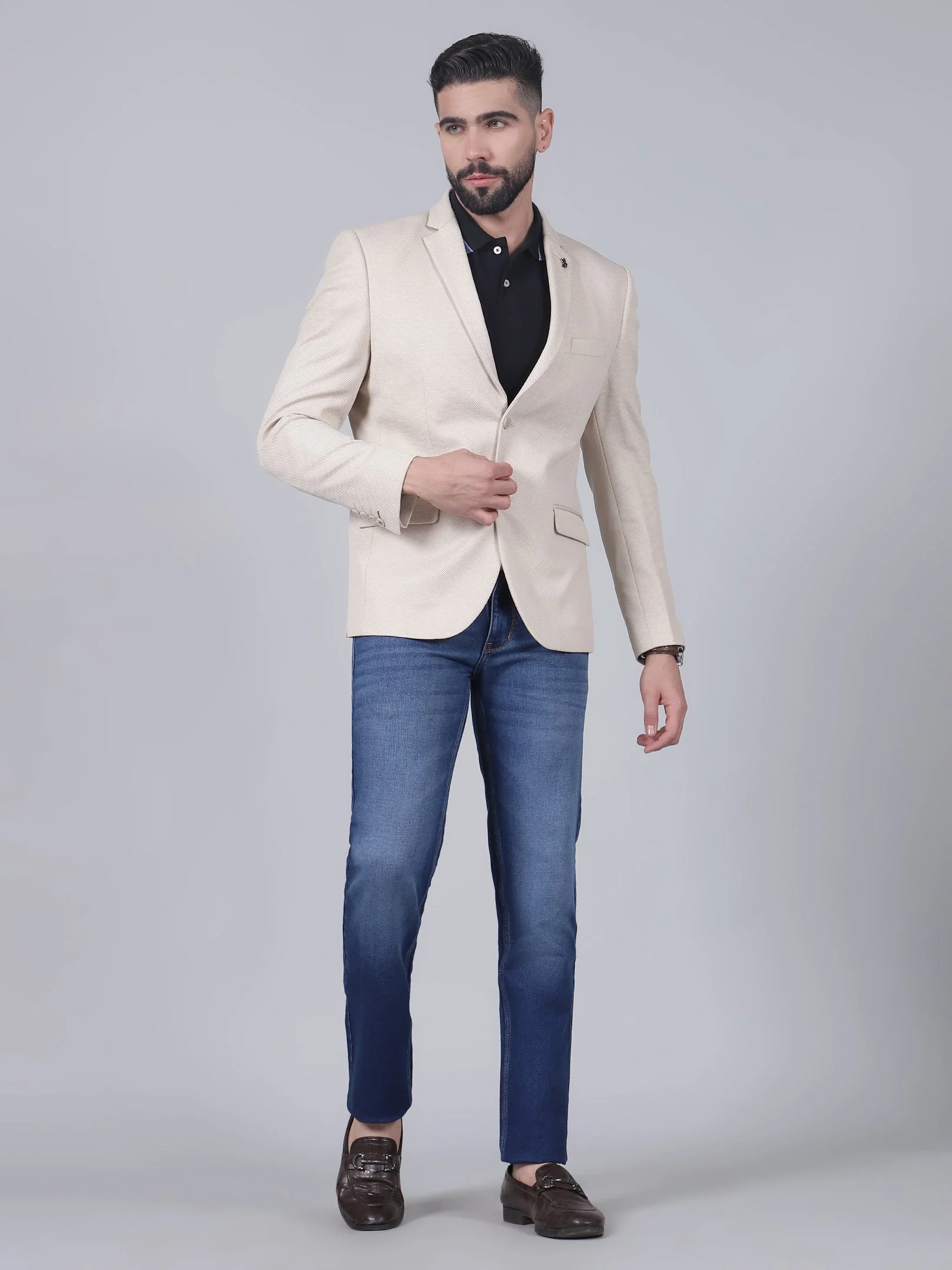 Blazer for Men | Premium Casual Blazer Slim Fit Notched Collar Terry Rayon Fabric Self Design Pattern - Image 6