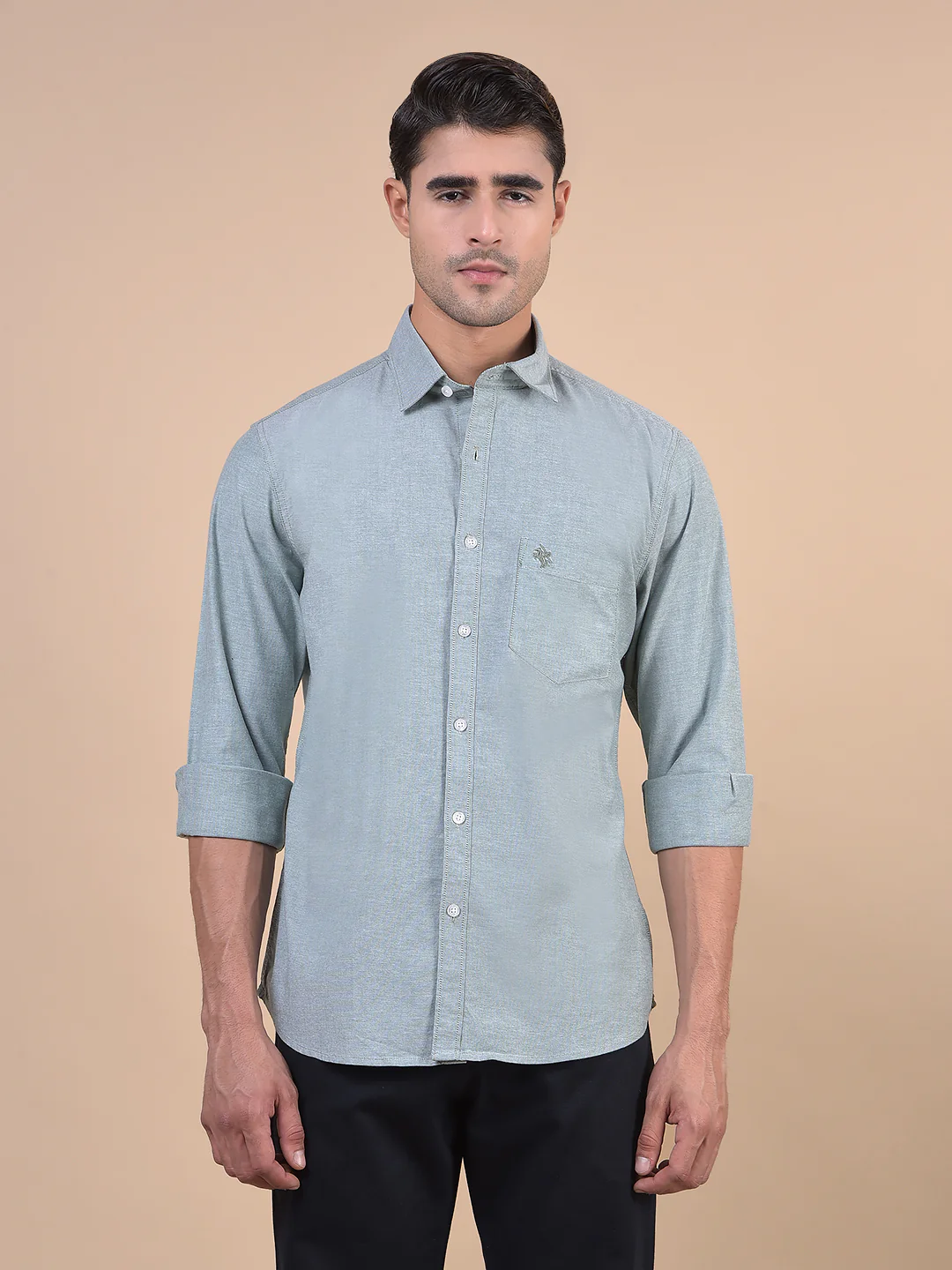 Casual Shirt for Men | Breathable & Soft with Color Fastness Regular Fit Spread Collar Neck Cotton Fabric Self Design Pattern - Image 3