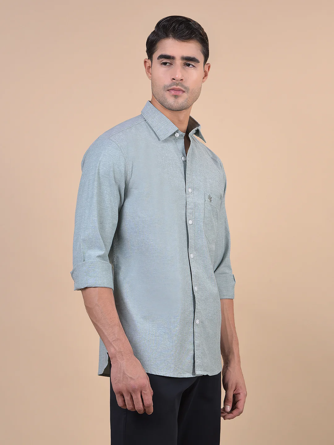 Casual Shirt for Men | Breathable & Soft with Color Fastness Regular Fit Spread Collar Neck Cotton Fabric Self Design Pattern - Image 4