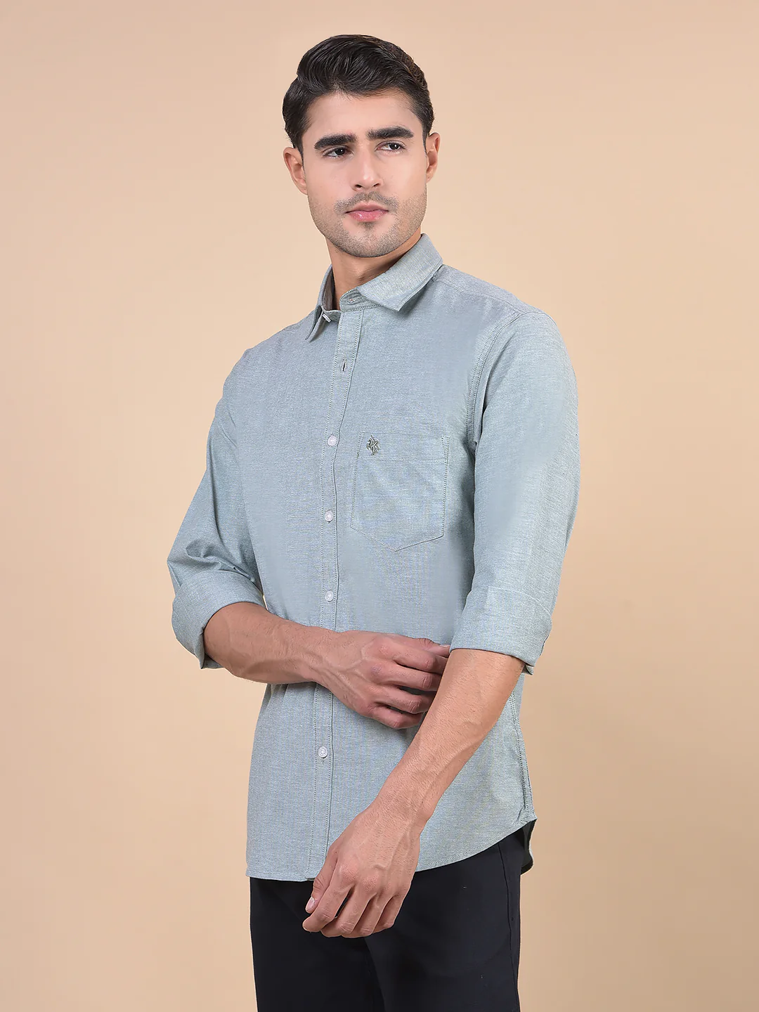 Casual Shirt for Men | Breathable & Soft with Color Fastness Regular Fit Spread Collar Neck Cotton Fabric Self Design Pattern - Image 5
