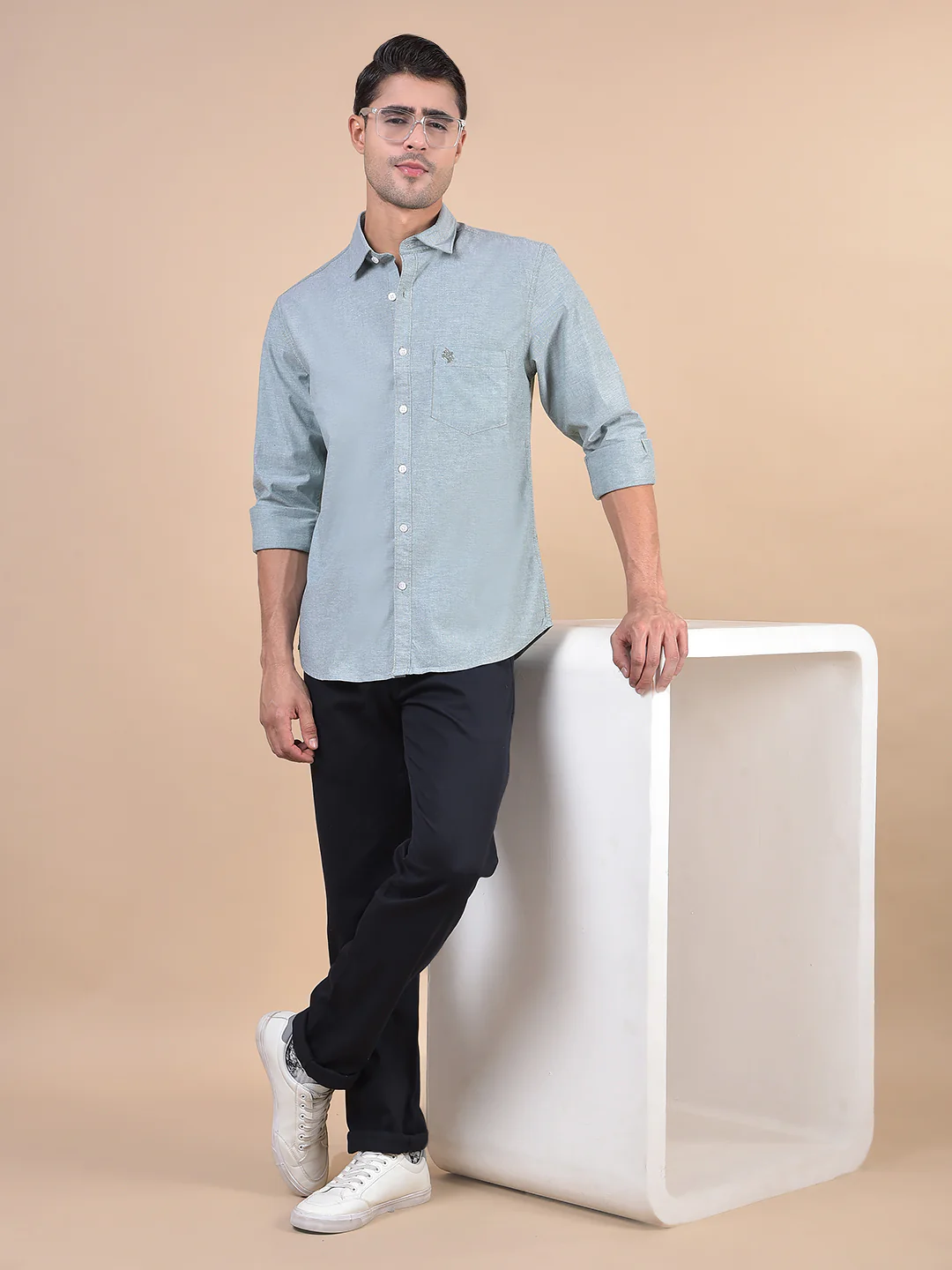 Casual Shirt for Men | Breathable & Soft with Color Fastness Regular Fit Spread Collar Neck Cotton Fabric Self Design Pattern - Image 8