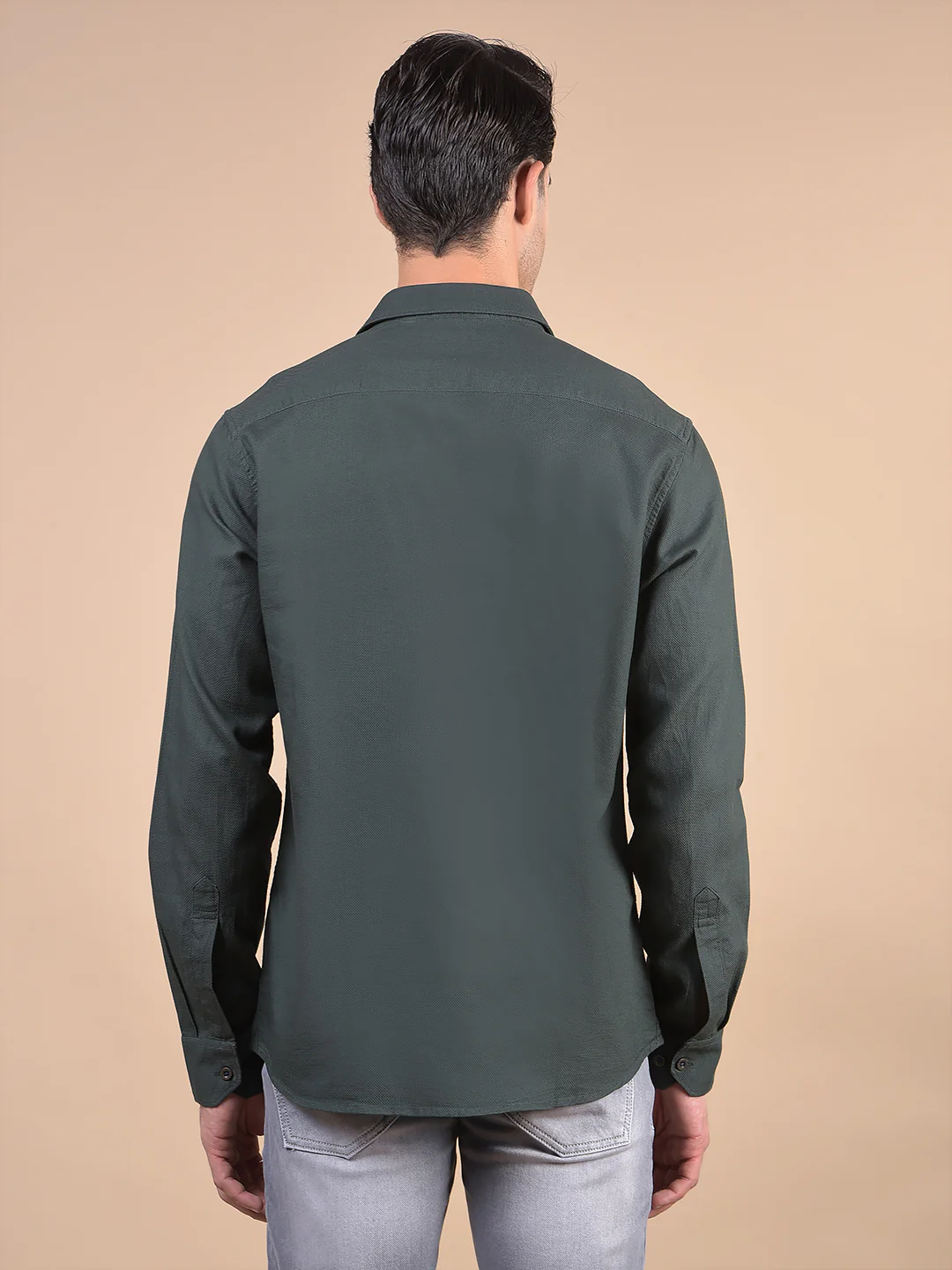 Casual Shirt for Men | Breathable & Soft with Color Fastness Regular Fit Spread Collar Neck Cotton Fabric Self Design Pattern - Image 2