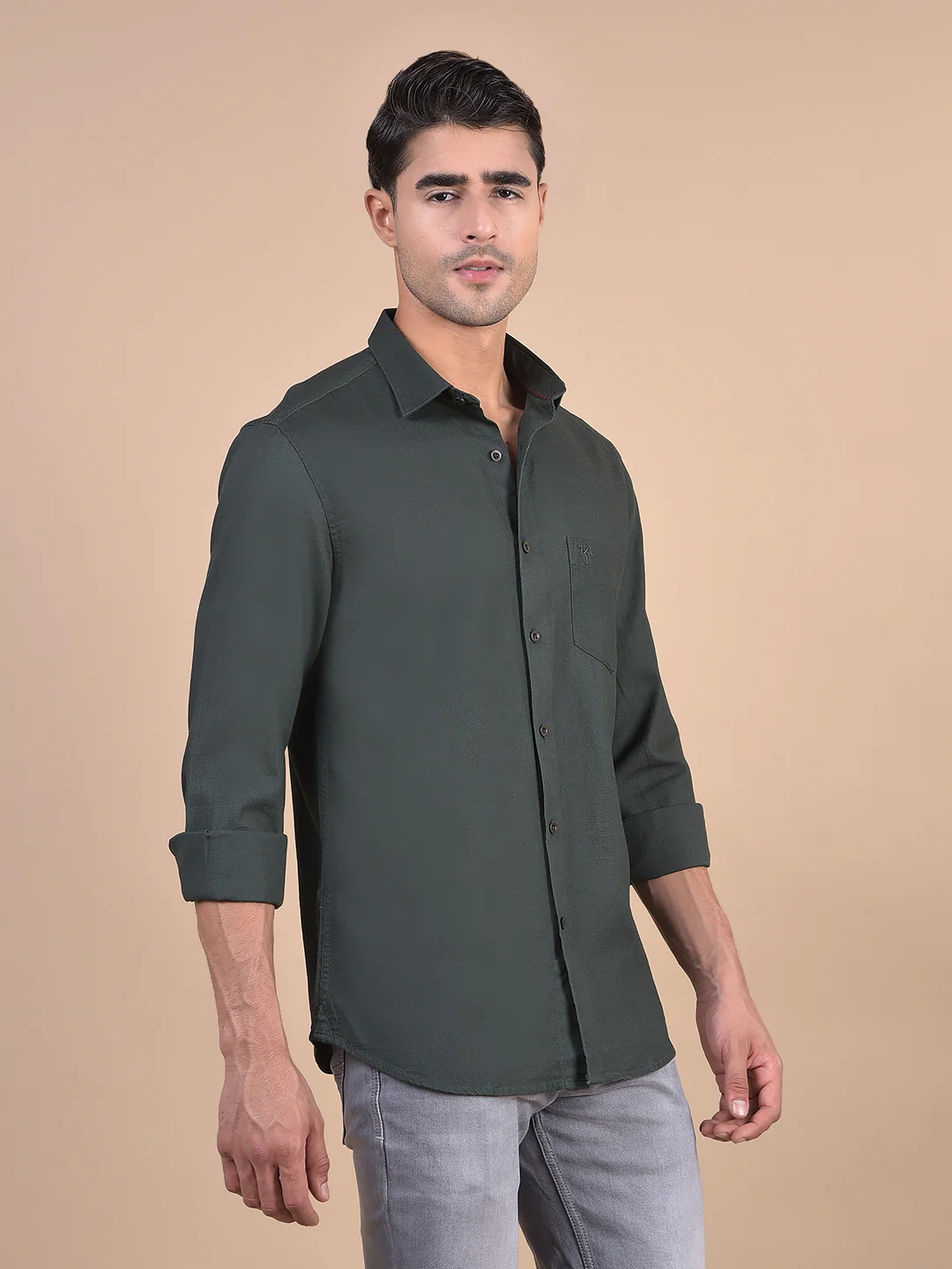 Casual Shirt for Men | Breathable & Soft with Color Fastness Regular Fit Spread Collar Neck Cotton Fabric Self Design Pattern - Image 4