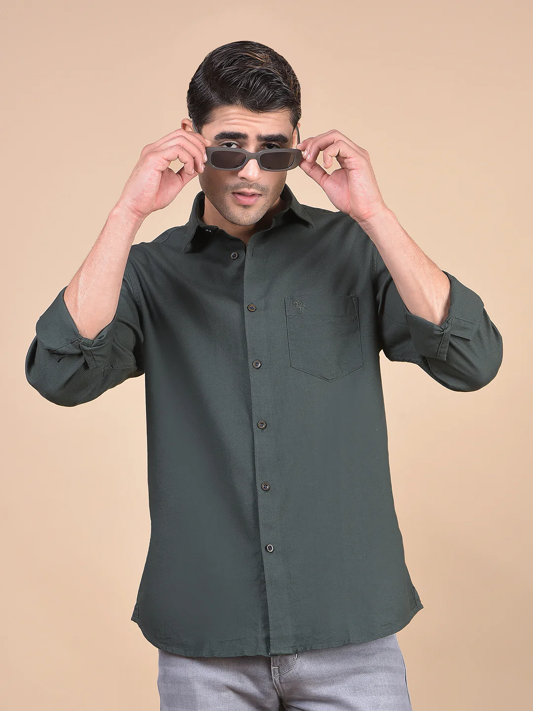Casual Shirt for Men | Breathable & Soft with Color Fastness Regular Fit Spread Collar Neck Cotton Fabric Self Design Pattern - Image 8