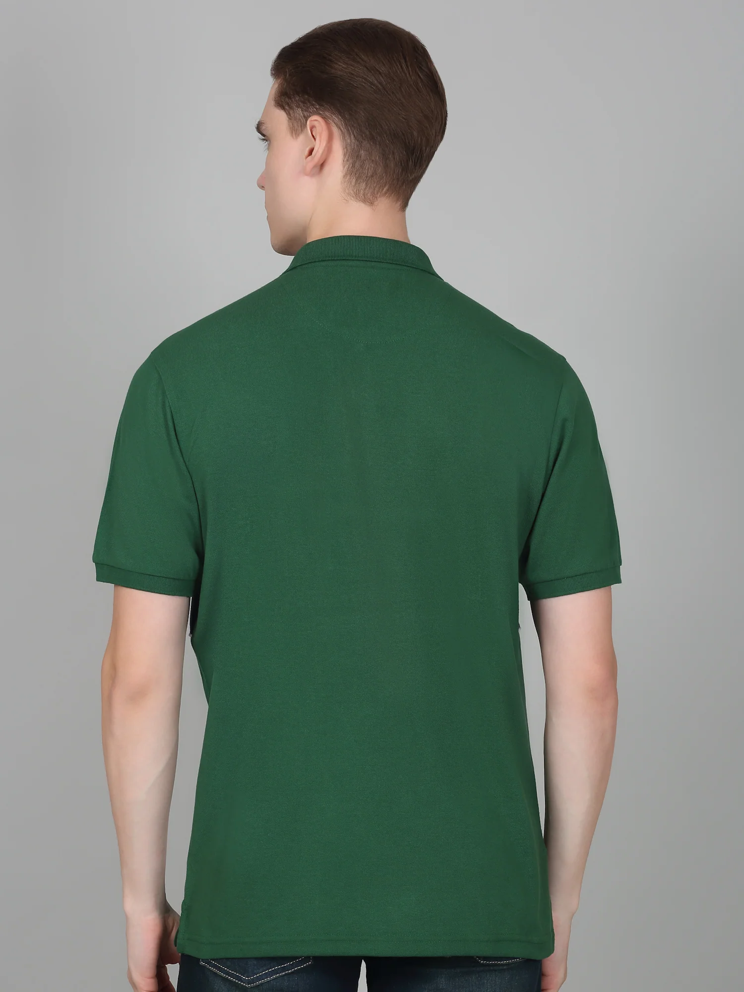 T-Shirt for Men | Breathable & Soft with Color Fastness Regular Fit Polo Neck Poly Cotton Fabric Self Design Pattern - Image 6