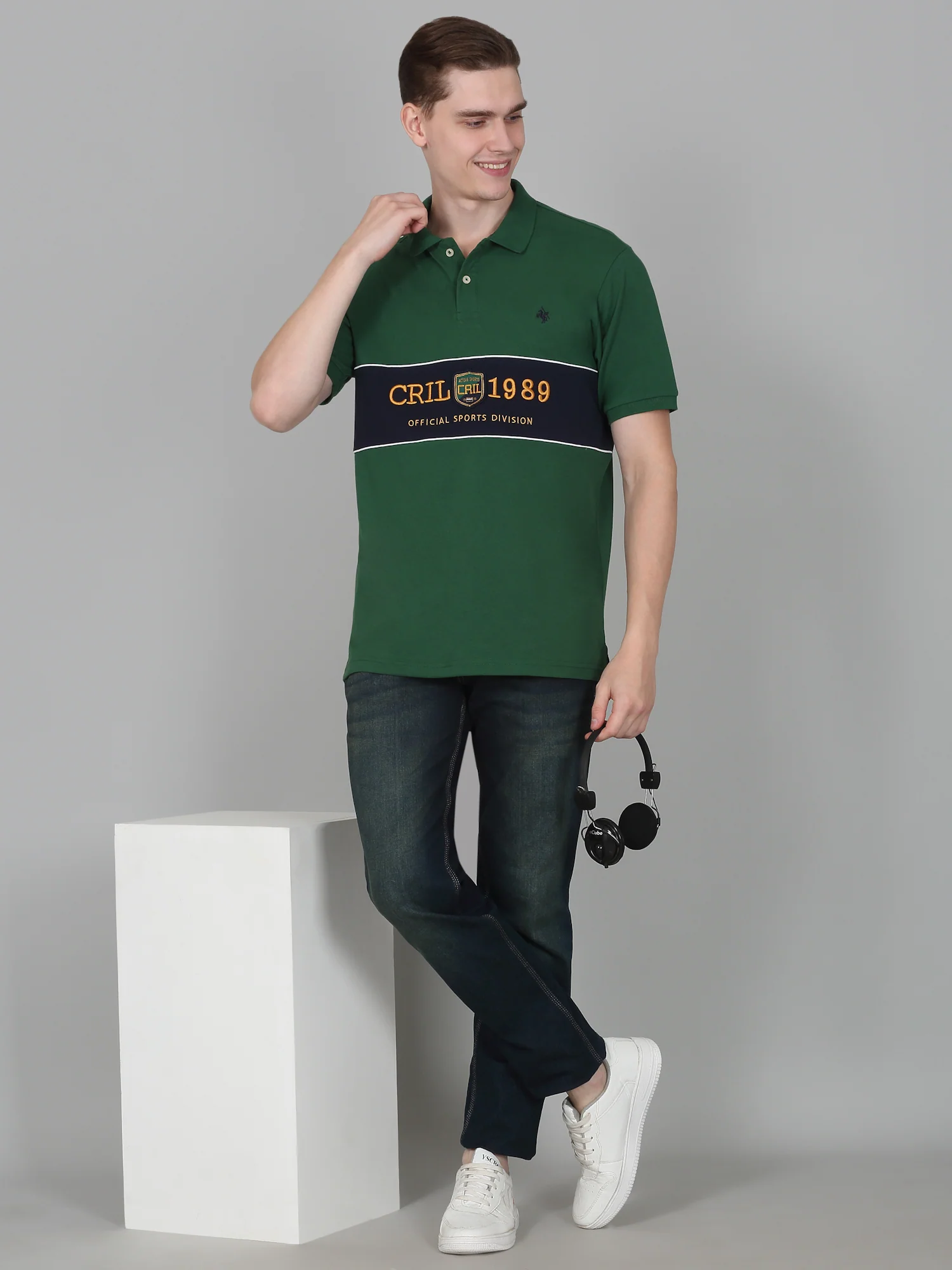 T-Shirt for Men | Breathable & Soft with Color Fastness Regular Fit Polo Neck Poly Cotton Fabric Self Design Pattern - Image 7