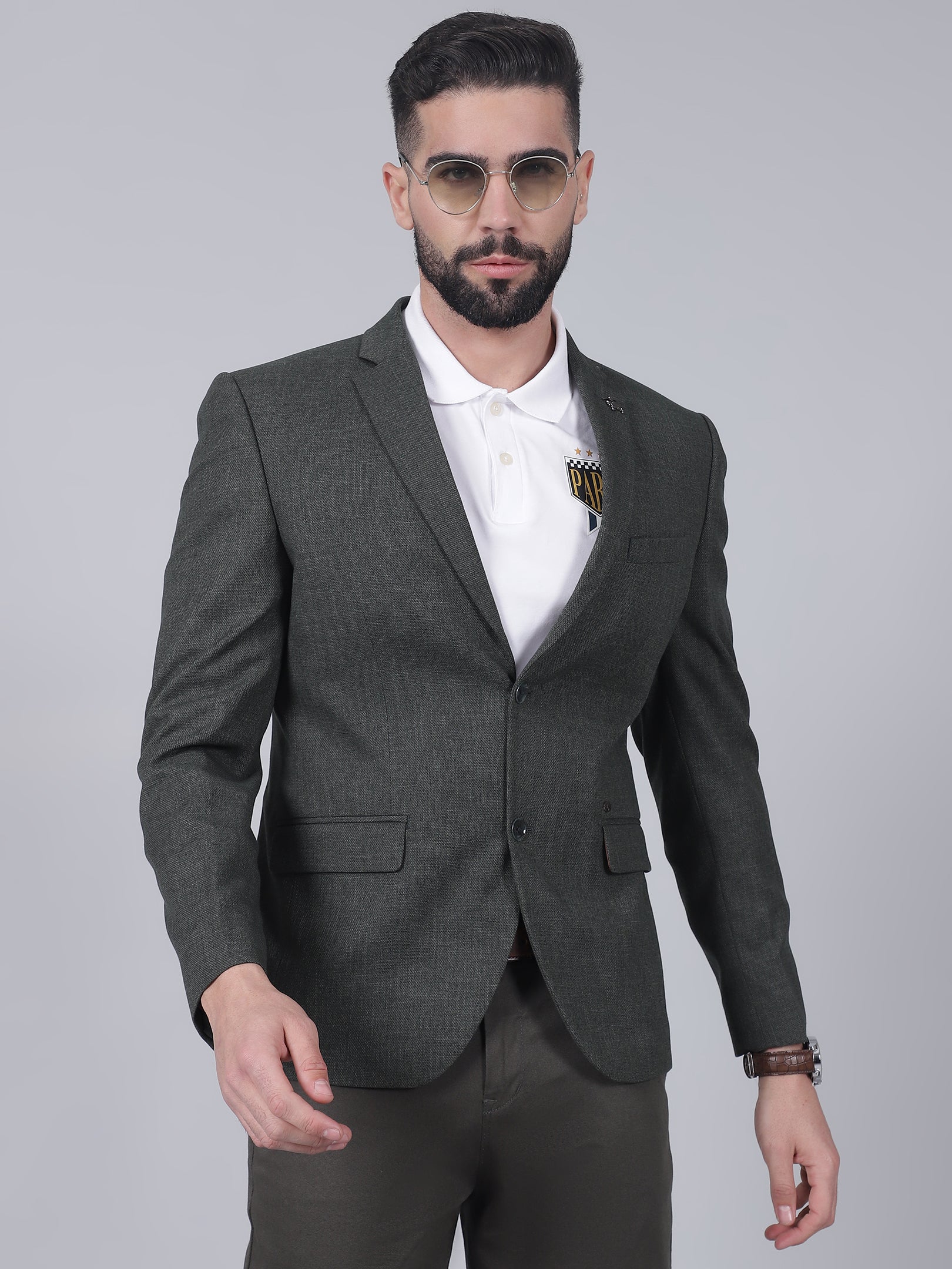 Blazer for Men | Premium Casual Blazer Slim Fit Notched Collar Terry Rayon Fabric Self Design Pattern - Image 2