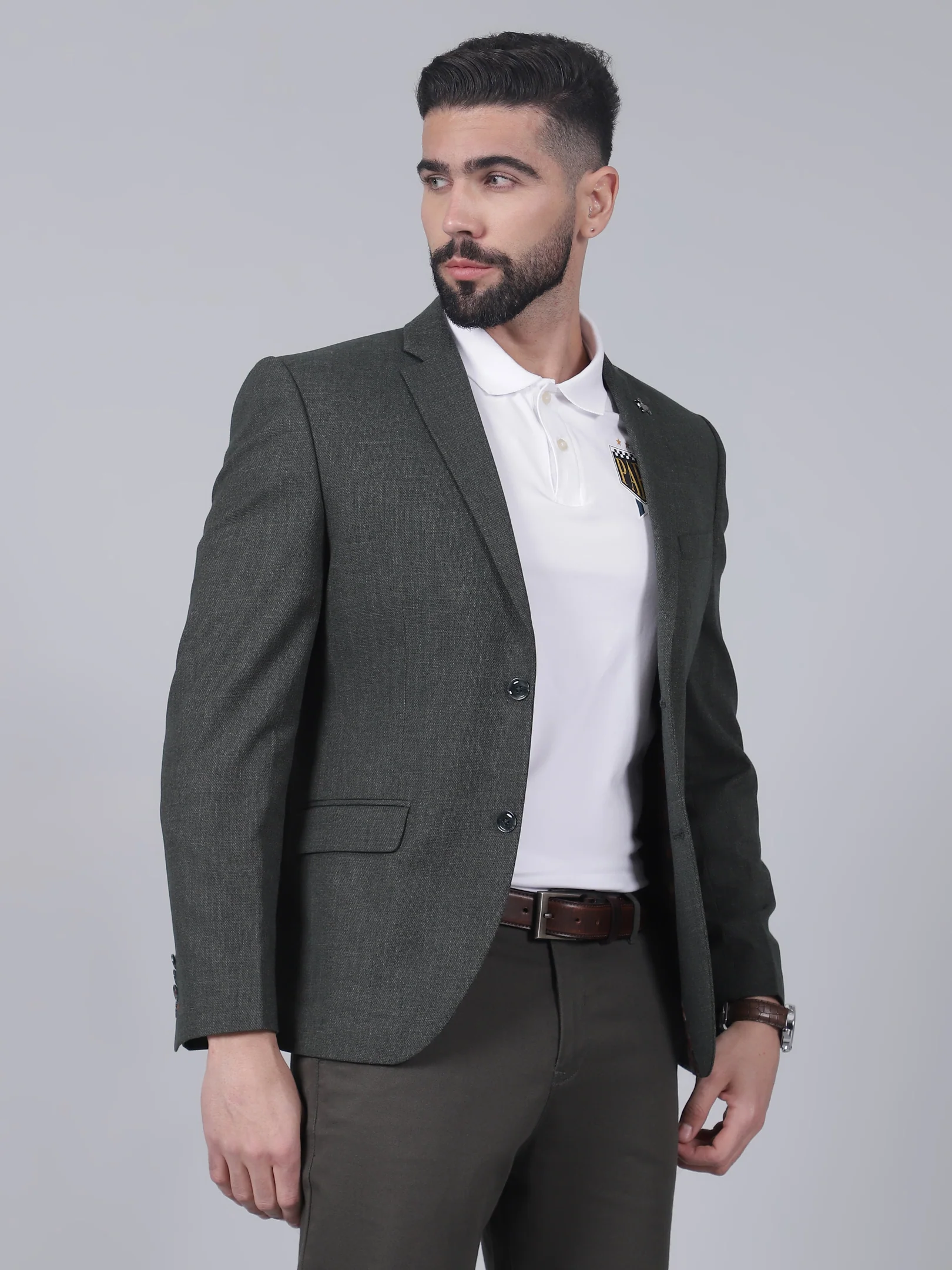 Blazer for Men | Premium Casual Blazer Slim Fit Notched Collar Terry Rayon Fabric Self Design Pattern - Image 4