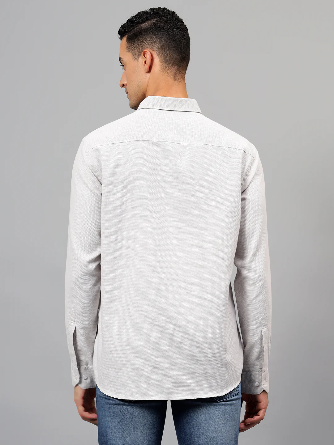 Casual Shirt for Men | Breathable & Soft with Color Fastness Regular Fit Spread Collar Neck Cotton Blend Fabric Self Design Pattern - Image 5