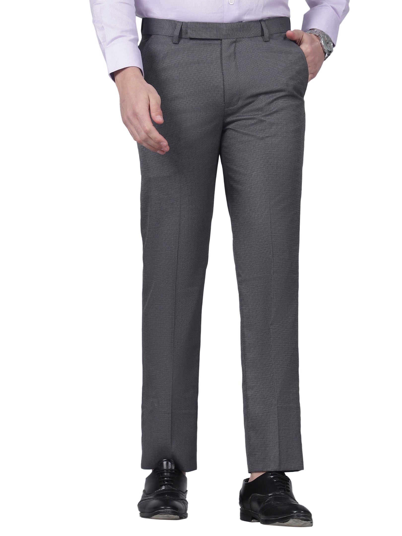 Formal Trouser for Men | Breathable & Soft with Color Fastness Regular Fit Poly Viscose Fabric Self Design Pattern Hook & Eye Closure - Image 6