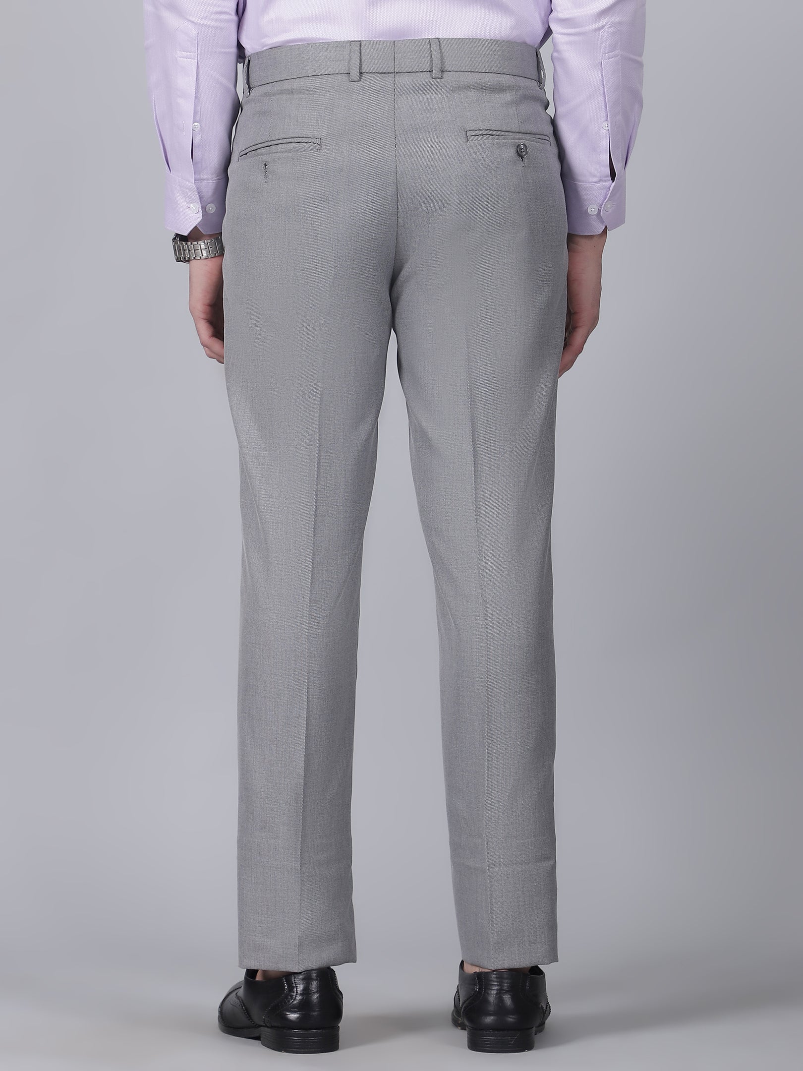 Formal Trouser for Men | Breathable & Soft with Color Fastness Regular Fit Poly Viscose Fabric Self Design Pattern Hook & Eye Closure - Image 5