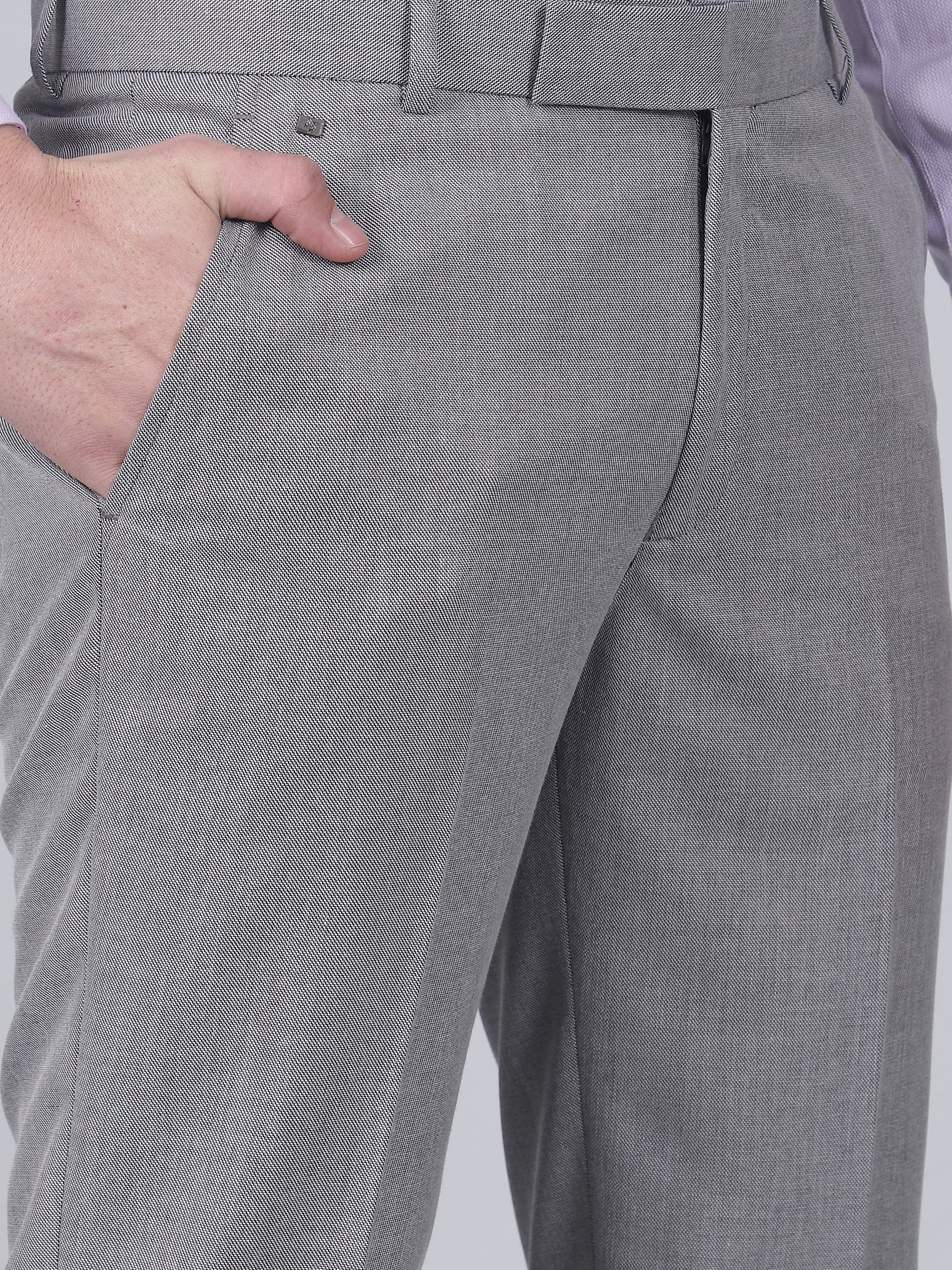 Formal Trouser for Men | Breathable & Soft with Color Fastness Regular Fit Poly Viscose Fabric Self Design Pattern Hook & Eye Closure - Image 6