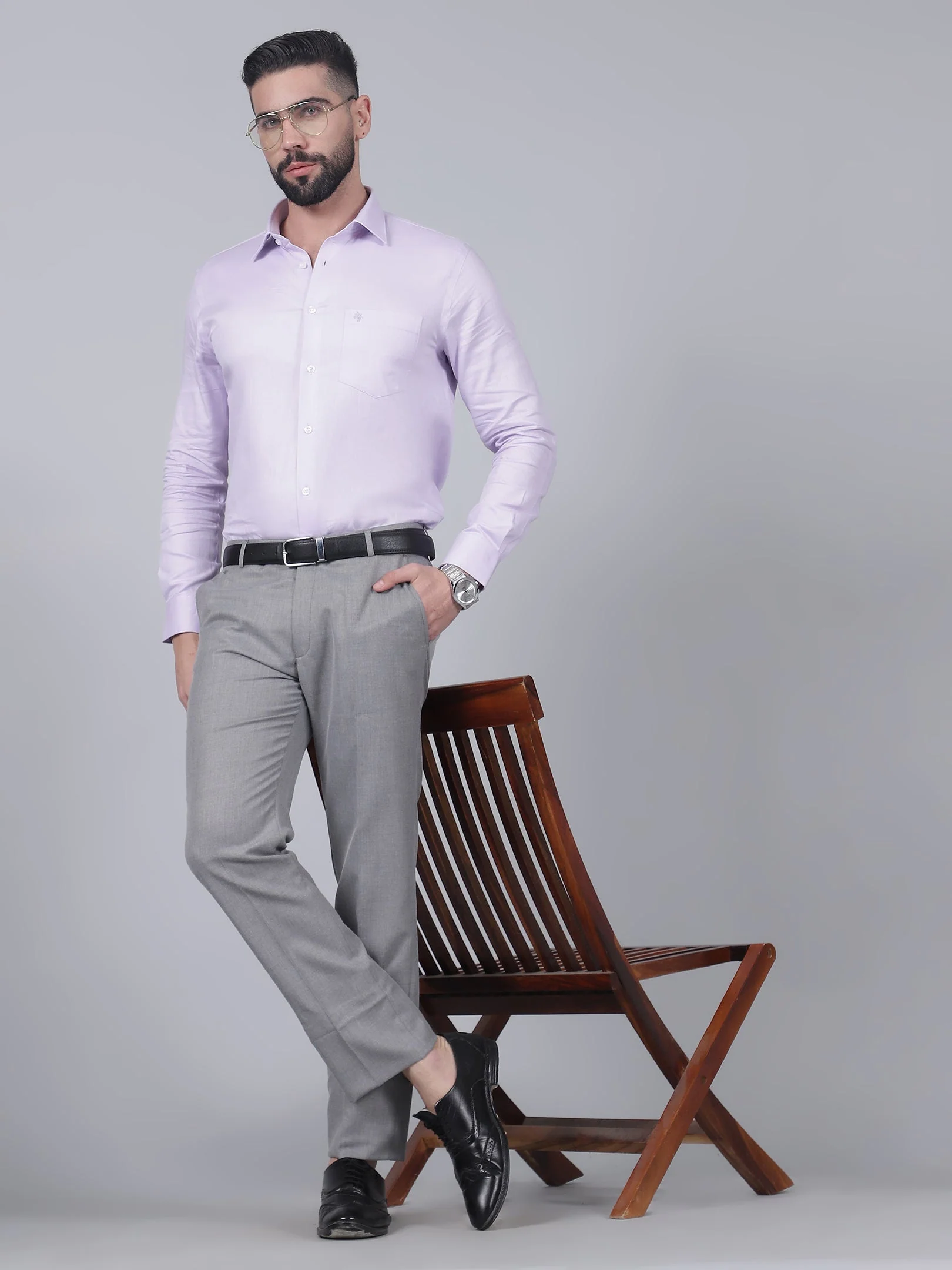 Formal Trouser for Men | Breathable & Soft with Color Fastness Regular Fit Poly Viscose Fabric Self Design Pattern Hook & Eye Closure - Image 7