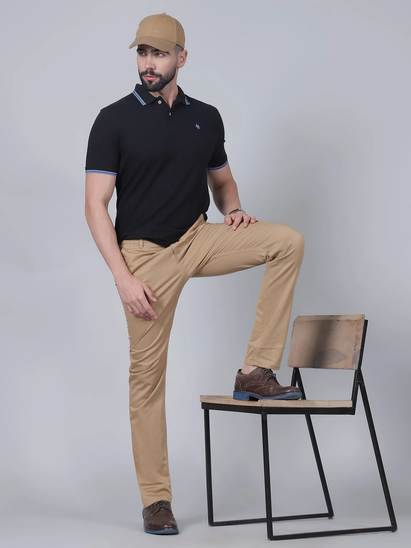 Casual Trouser for Men | Breathable & Soft with Color Fastness Regular Fit Cotton Blend Fabric Self Design Pattern Button Closure - Image 7