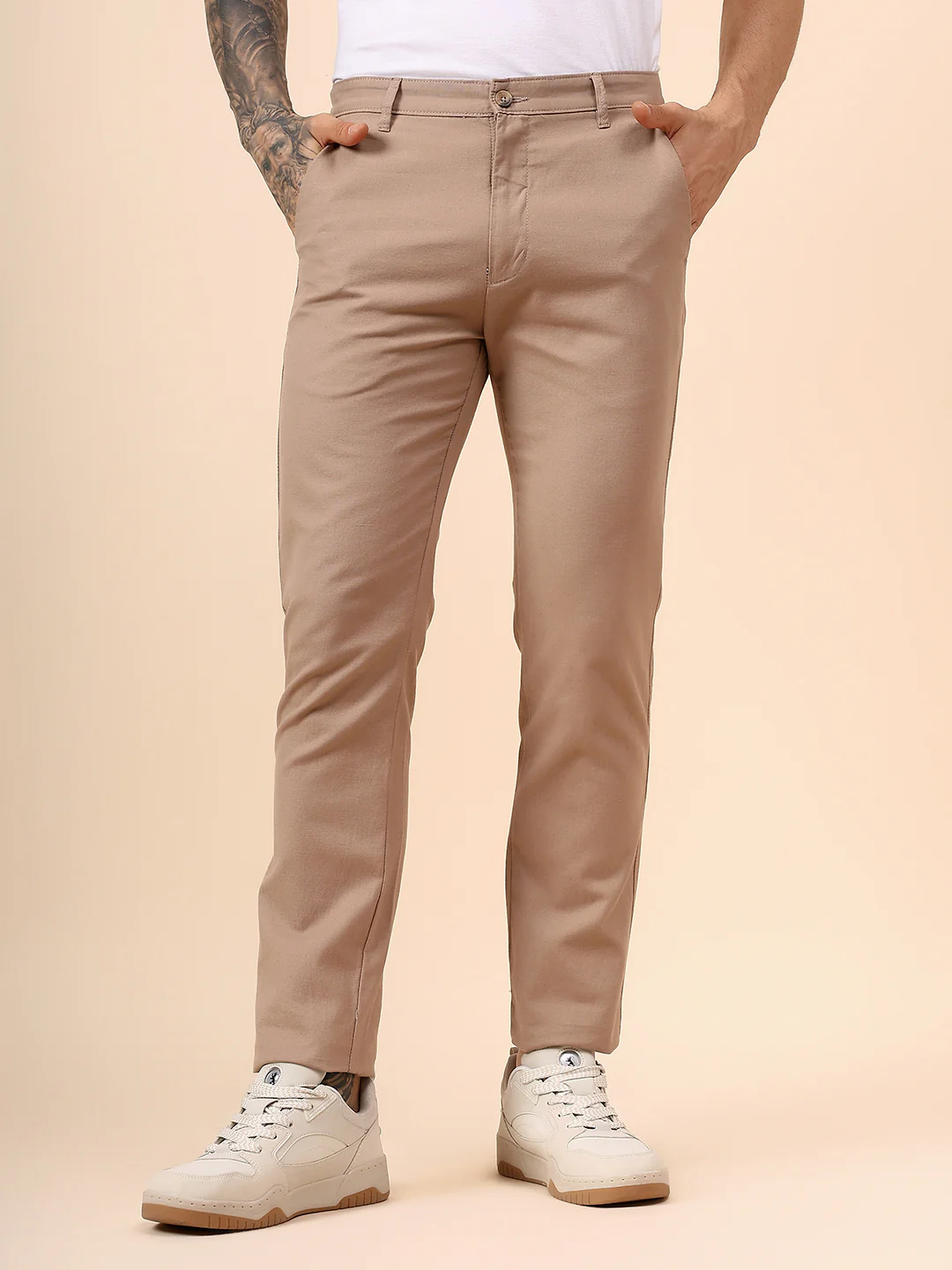 Casual Trouser for Men | Breathable & Soft with Color Fastness Regular Fit Cotton Fabric Solid Pattern Button Closure - Image 3