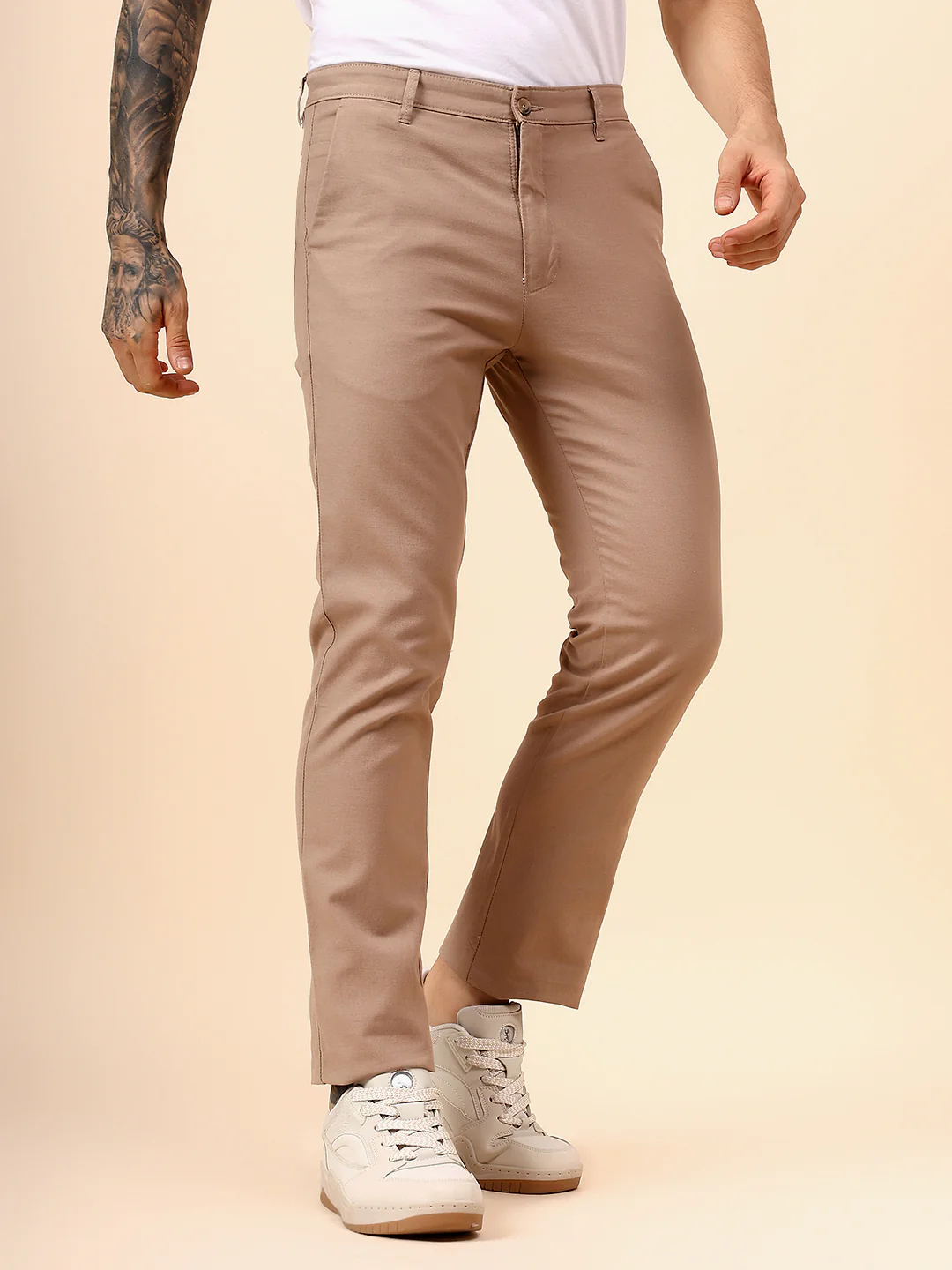 Casual Trouser for Men | Breathable & Soft with Color Fastness Regular Fit Cotton Fabric Solid Pattern Button Closure - Image 5