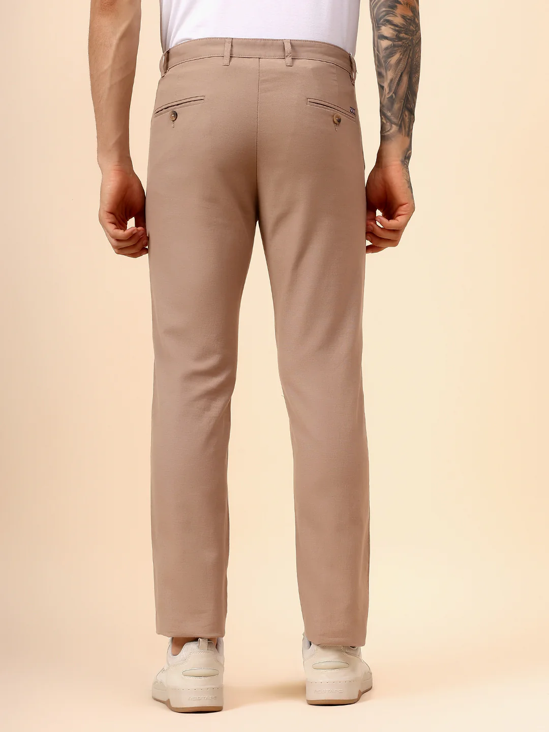 Casual Trouser for Men | Breathable & Soft with Color Fastness Regular Fit Cotton Fabric Solid Pattern Button Closure - Image 6