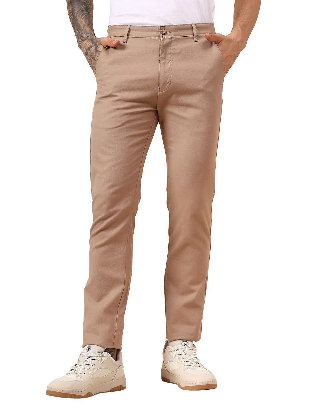 Casual Trouser for Men | Breathable & Soft with Color Fastness Regular Fit Cotton Fabric Solid Pattern Button Closure - Image 9