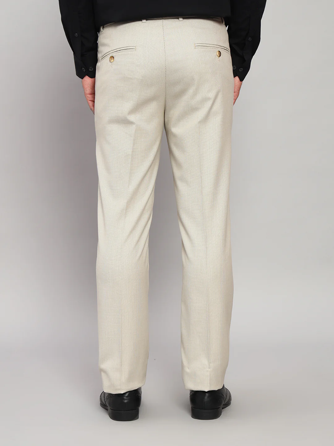 Formal Trouser for Men | Breathable & Soft with Color Fastness Regular Fit Poly Viscose Fabric Self Design Pattern Hook & Eye Closure - Image 2