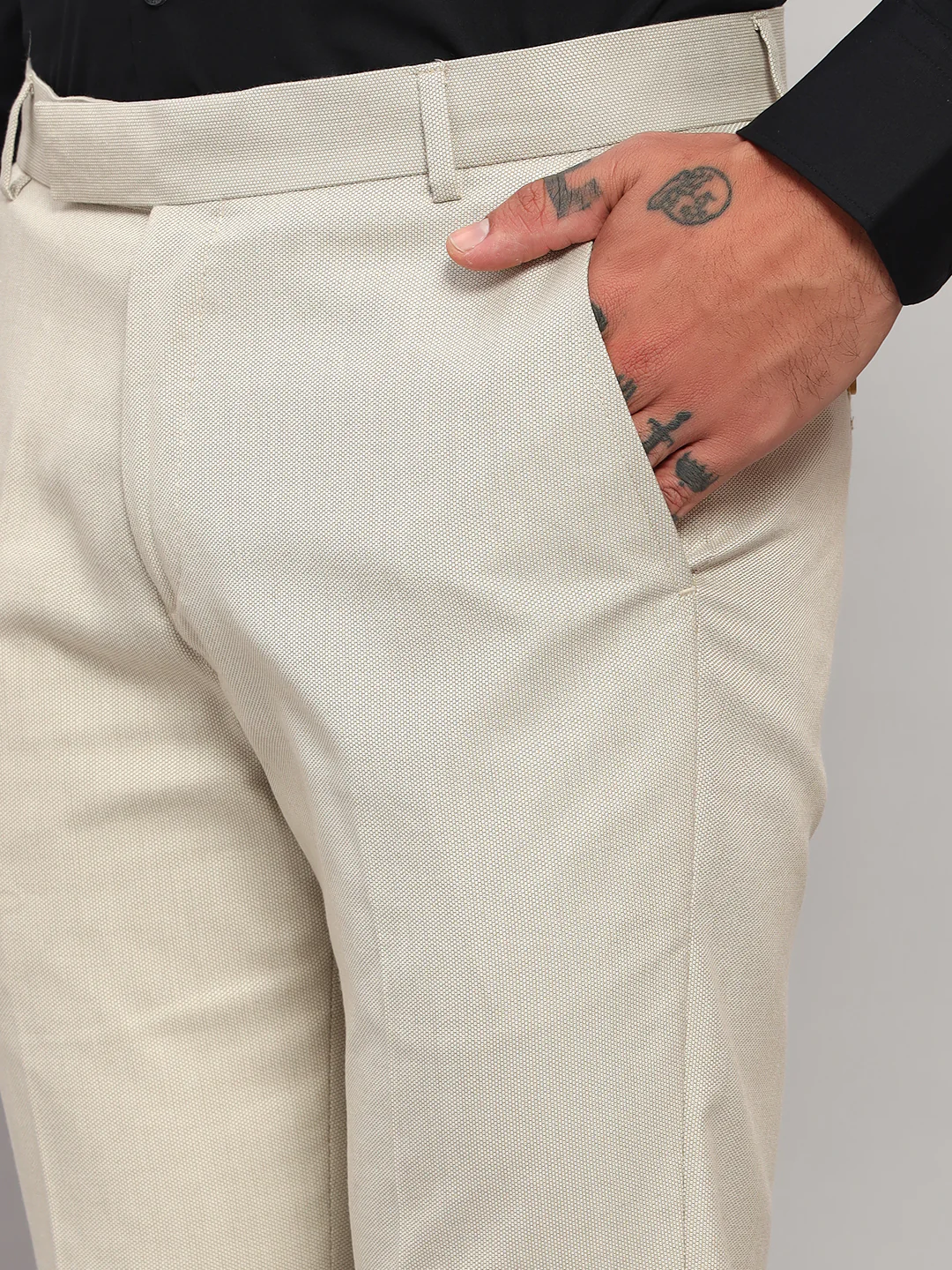 Formal Trouser for Men | Breathable & Soft with Color Fastness Regular Fit Poly Viscose Fabric Self Design Pattern Hook & Eye Closure - Image 6