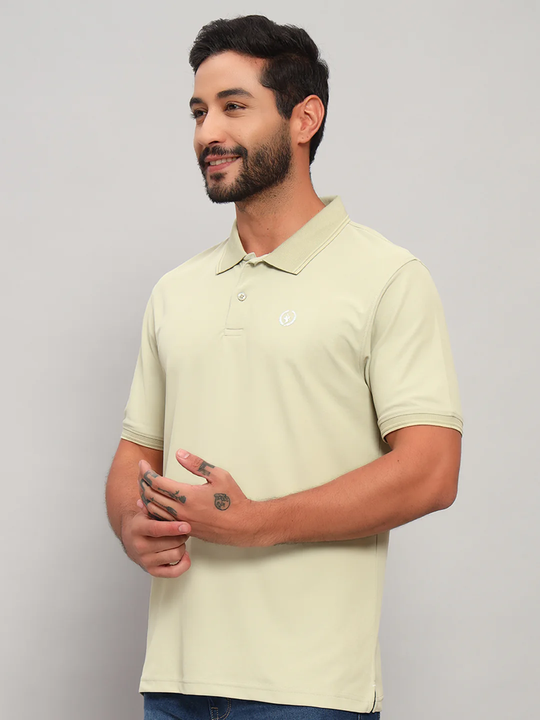 T-Shirt for Men | Breathable & Soft with Color Fastness Regular Fit Polo Neck Polyester Fabric Solid Pattern - Image 3